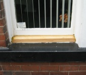 Replacement timber for window cill and resin repair by P & AS Hayselden Decorators Barnsley